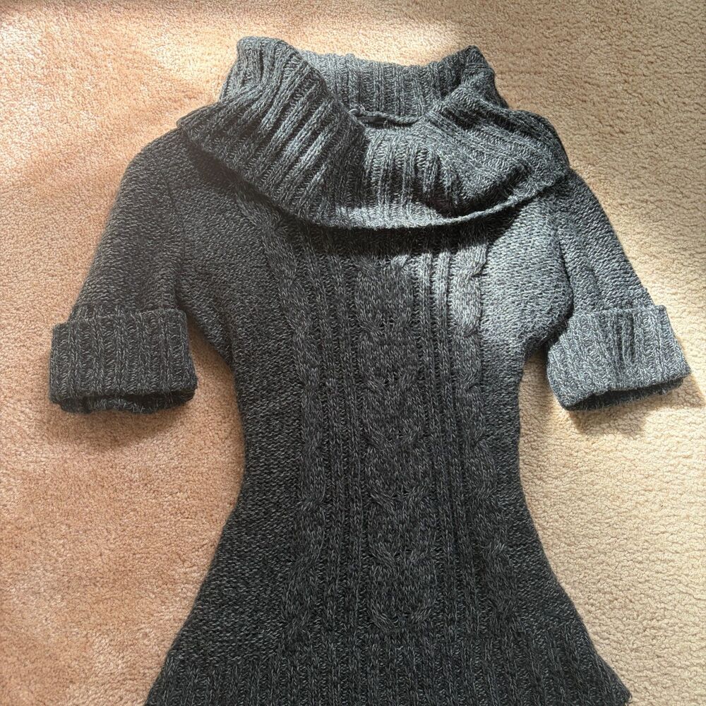 whimsigoth twee grey cable knit cowl neck sweater